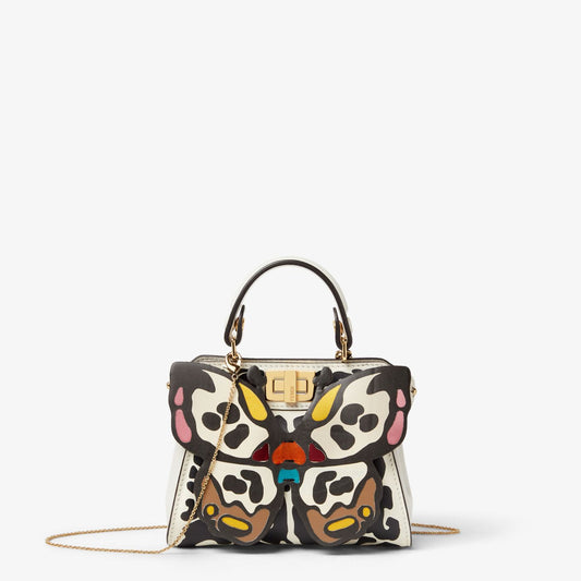 Nano Peekaboo Miniature leather bag with maxi Night Butterfly print