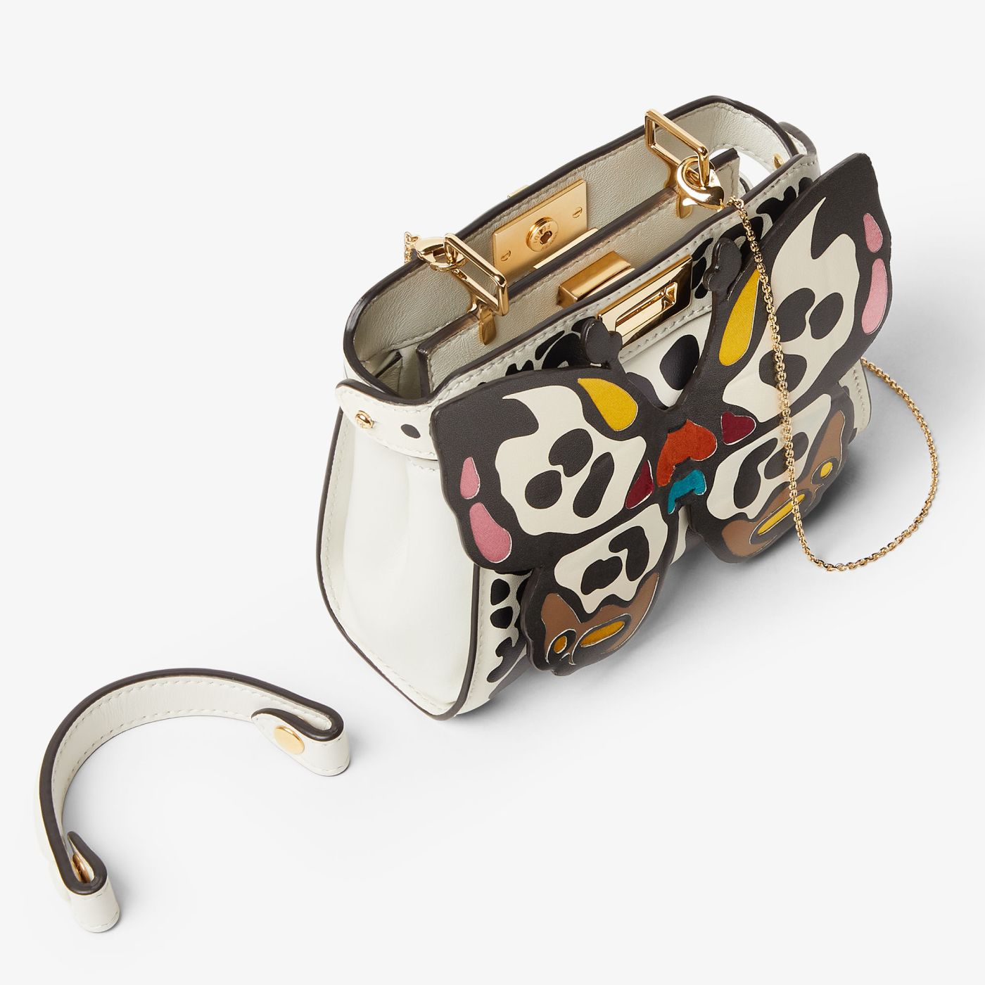 Nano Peekaboo Miniature leather bag with maxi Night Butterfly print