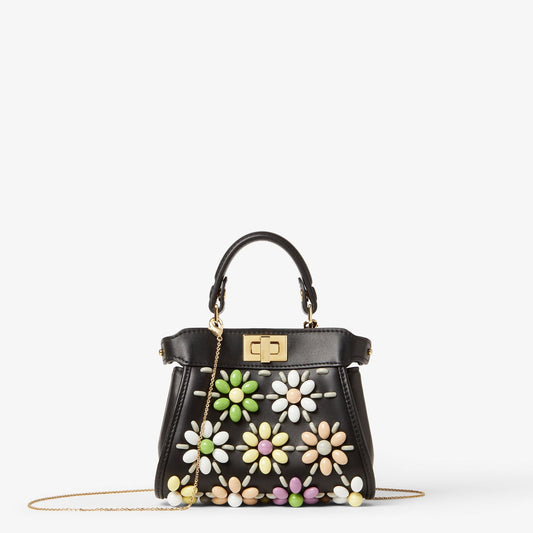 Nano Peekaboo Black leather miniature bag