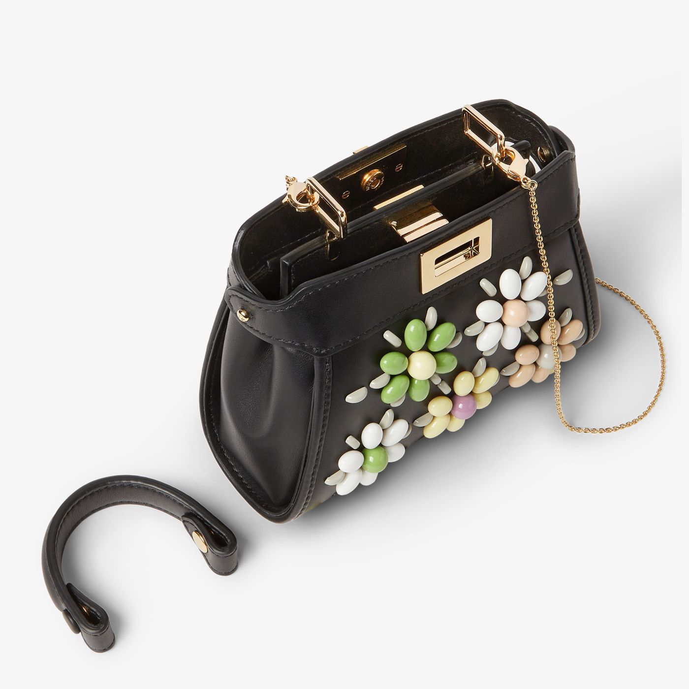 Nano Peekaboo Black leather miniature bag
