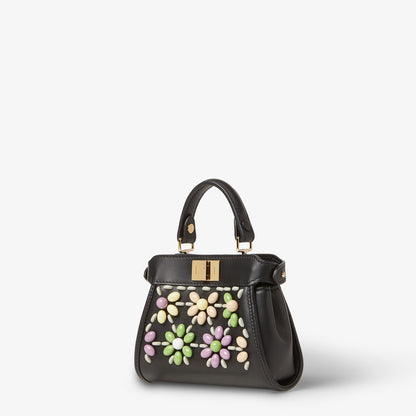 Nano Peekaboo Black leather miniature bag