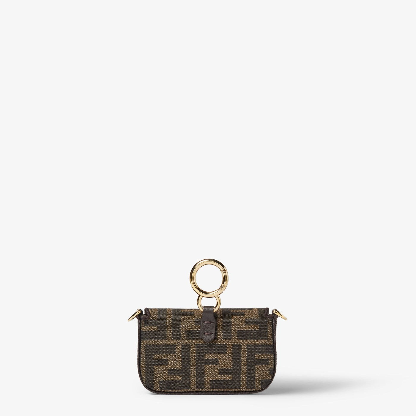 Nano Baguette Charm Brown FF jacquard fabric charm