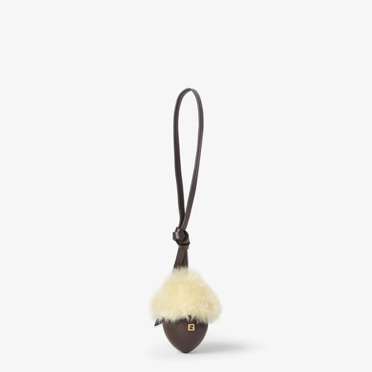Acorn Charm Brown leather and yellow shearling charm