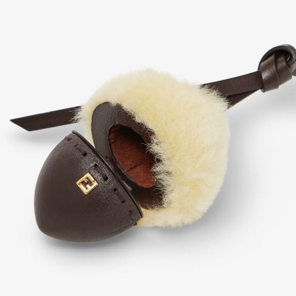 Acorn Charm Brown leather and yellow shearling charm