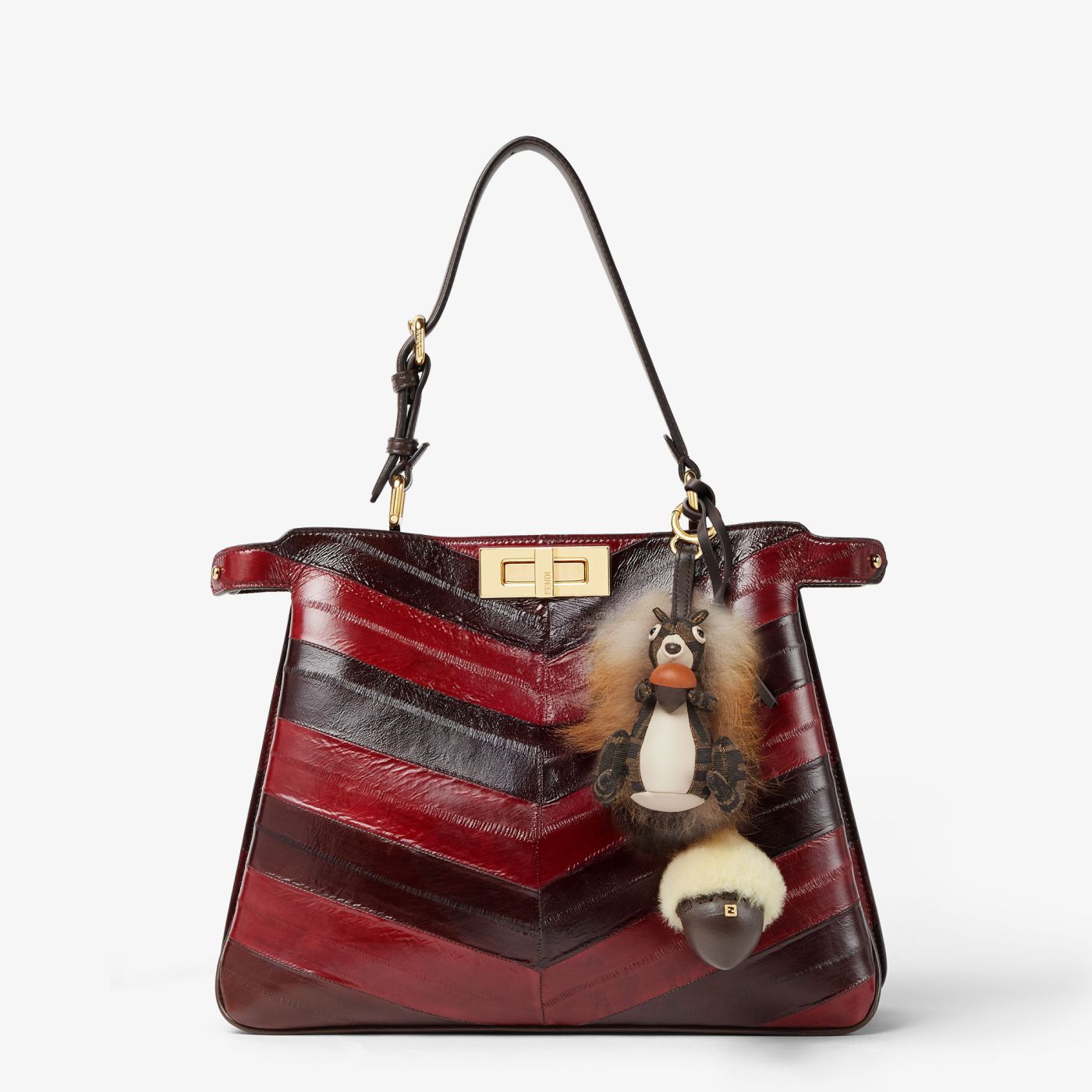 Acorn Charm Brown leather and yellow shearling charm