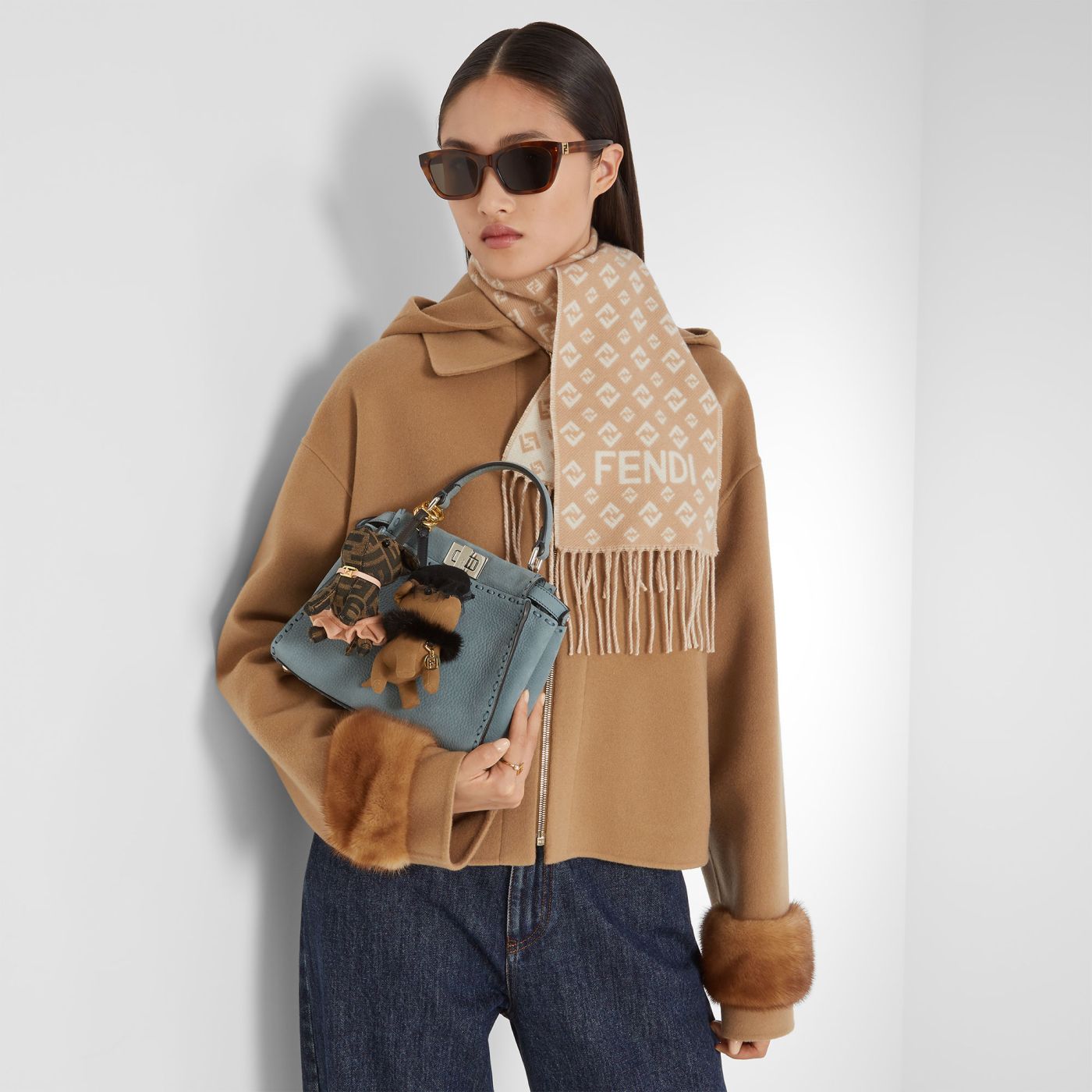 Fendi Igloo Charm Brown fabric and mink charm