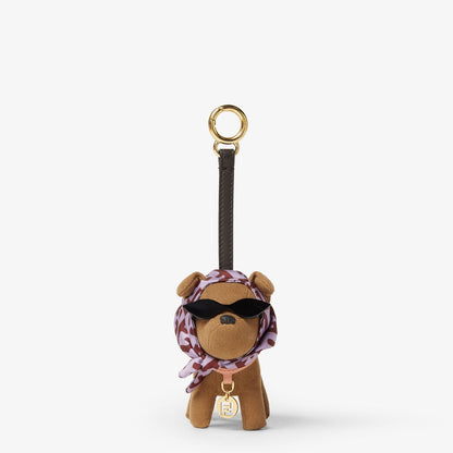 Gina Fendi Charm Brown fabric charm with FF foulard