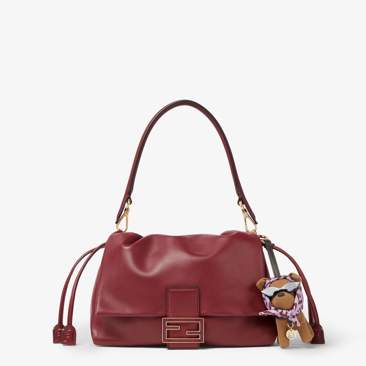 Gina Fendi Charm Brown fabric charm with FF foulard