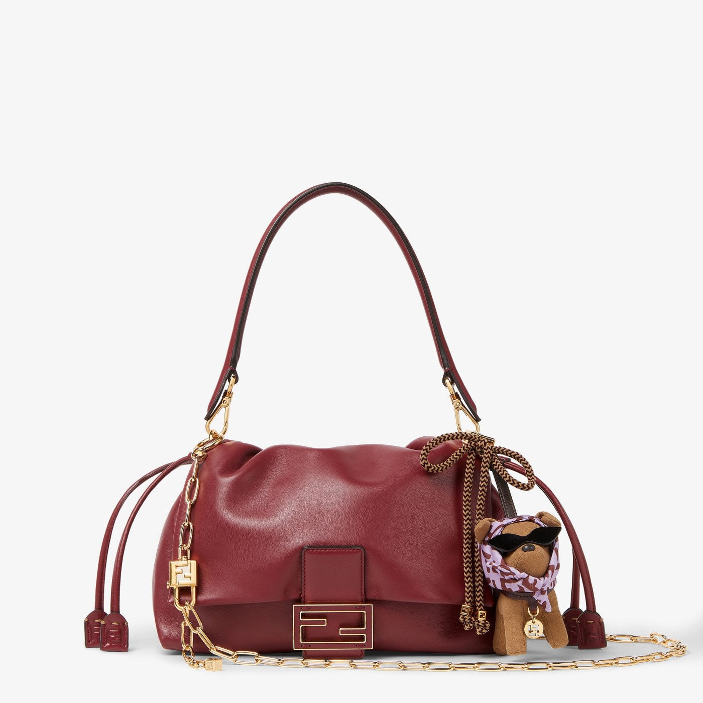 Gina Fendi Charm Brown fabric charm with FF foulard