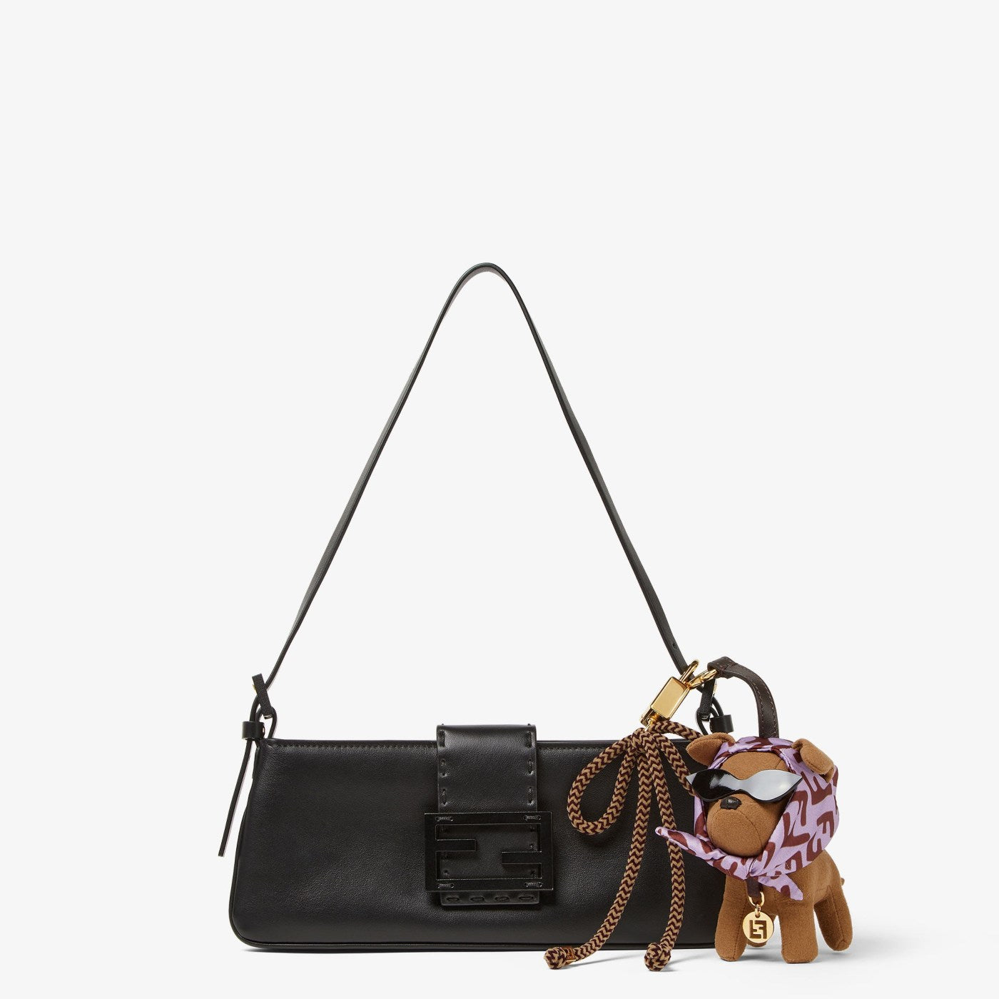Gina Fendi Charm Brown fabric charm with FF foulard