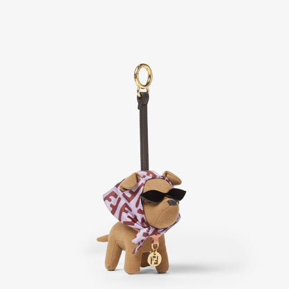 Gina Fendi Charm Brown fabric charm with FF foulard