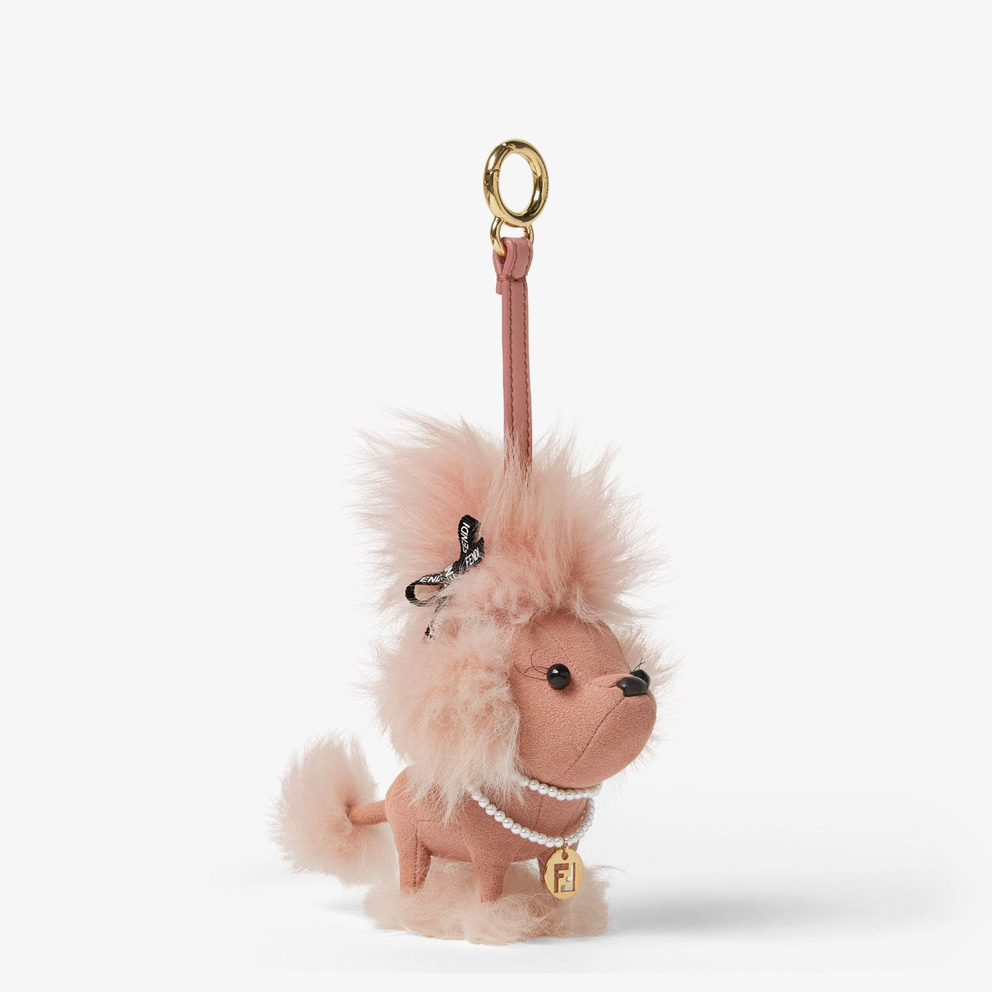 Fendi Lola Charm Pink shearling and fabric charm