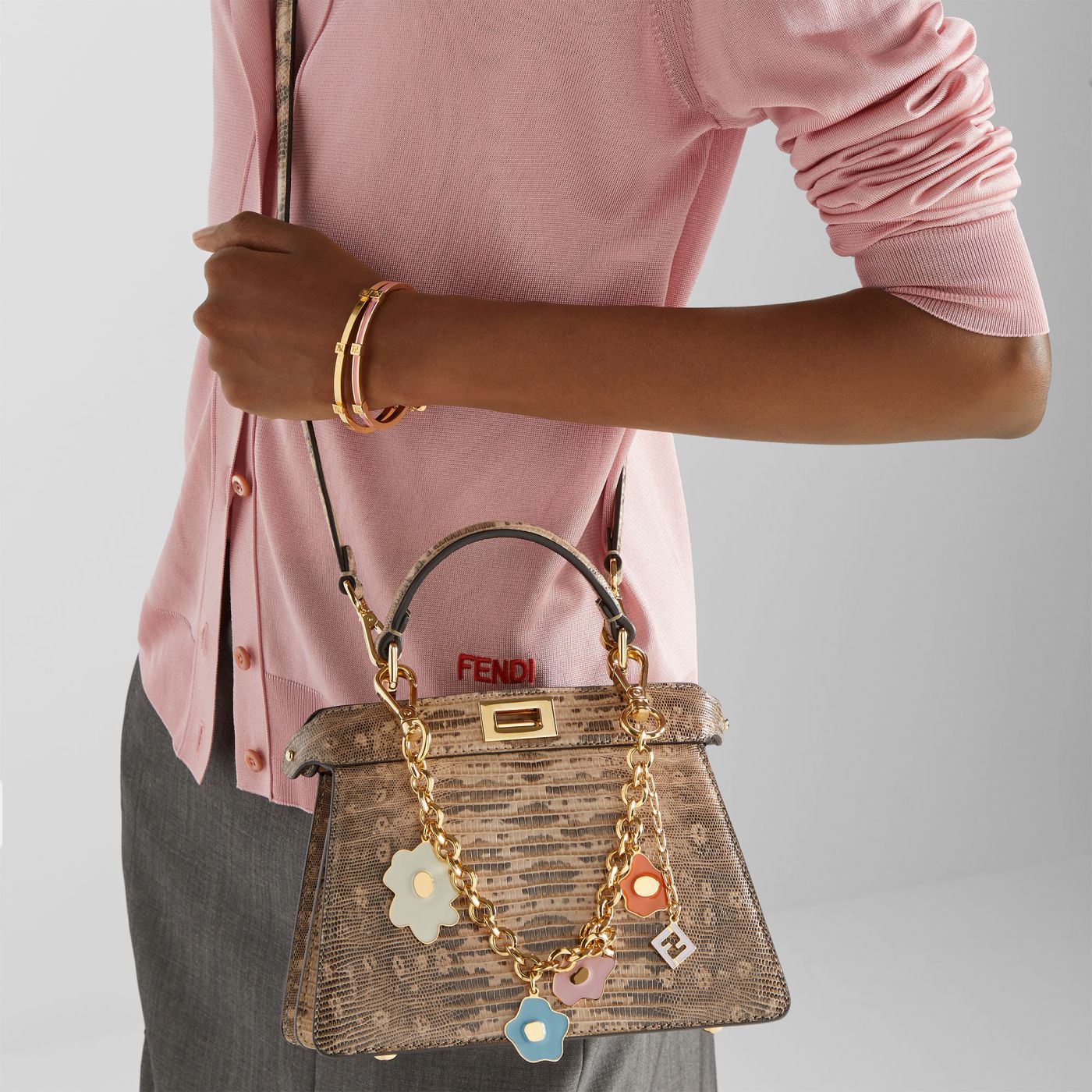 Sunny Side Flowers Chain Charm Gold-colored metal charm