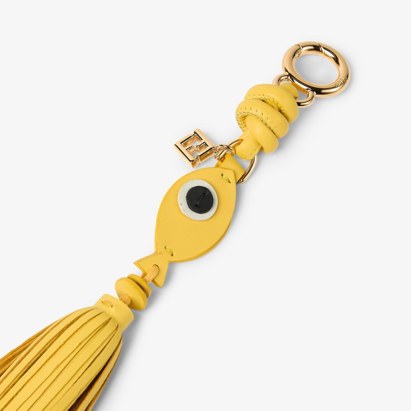 Fish Charm Broom yellow leather charm