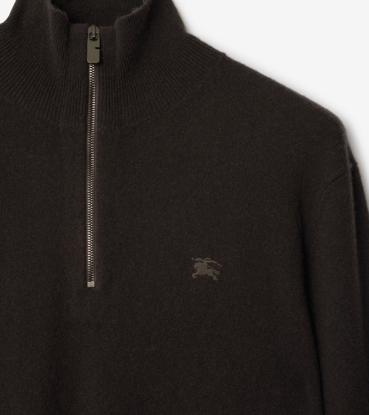 Cashmere Blend Half-zip Sweater in Scorched brown