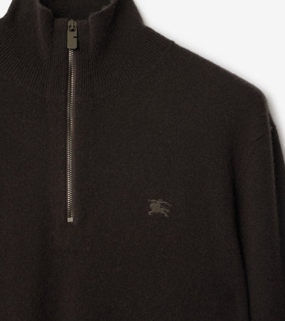 Cashmere Blend Half-zip Sweater in Scorched brown
