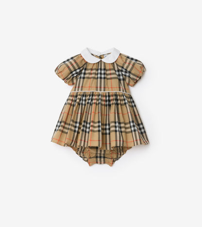 Check Cotton Dress with Bloomers in Ice pink - Children