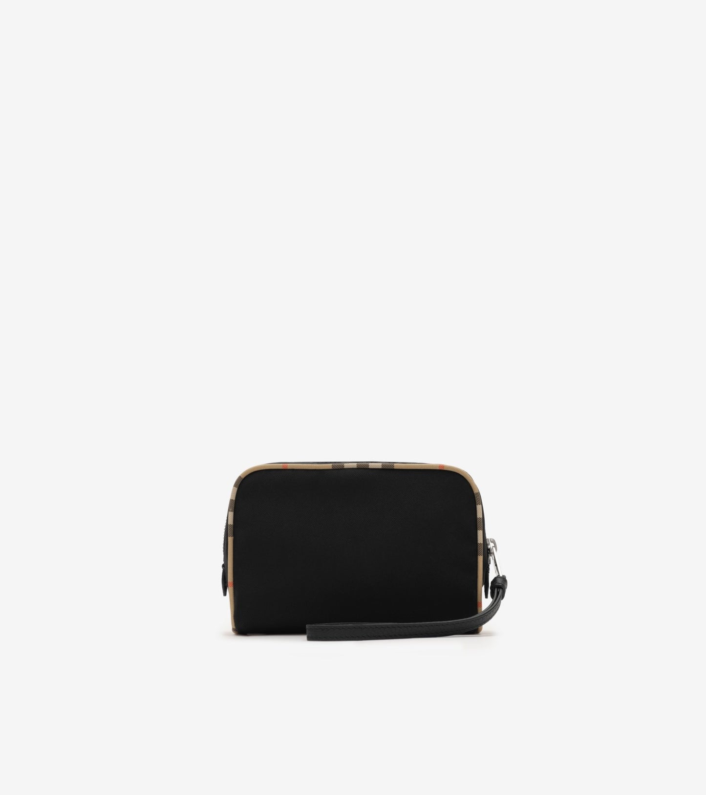 Small Check Trim Travel Pouch in Black