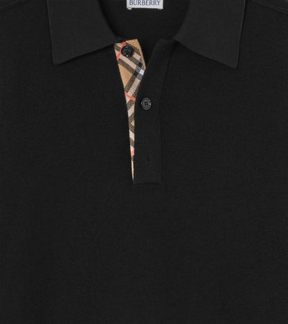 Wool Polo Shirt in Black