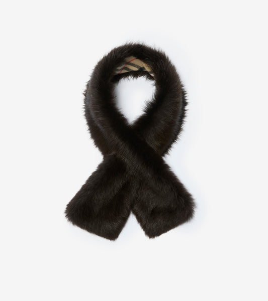 Reversible Shearling Scarf in Sand beige