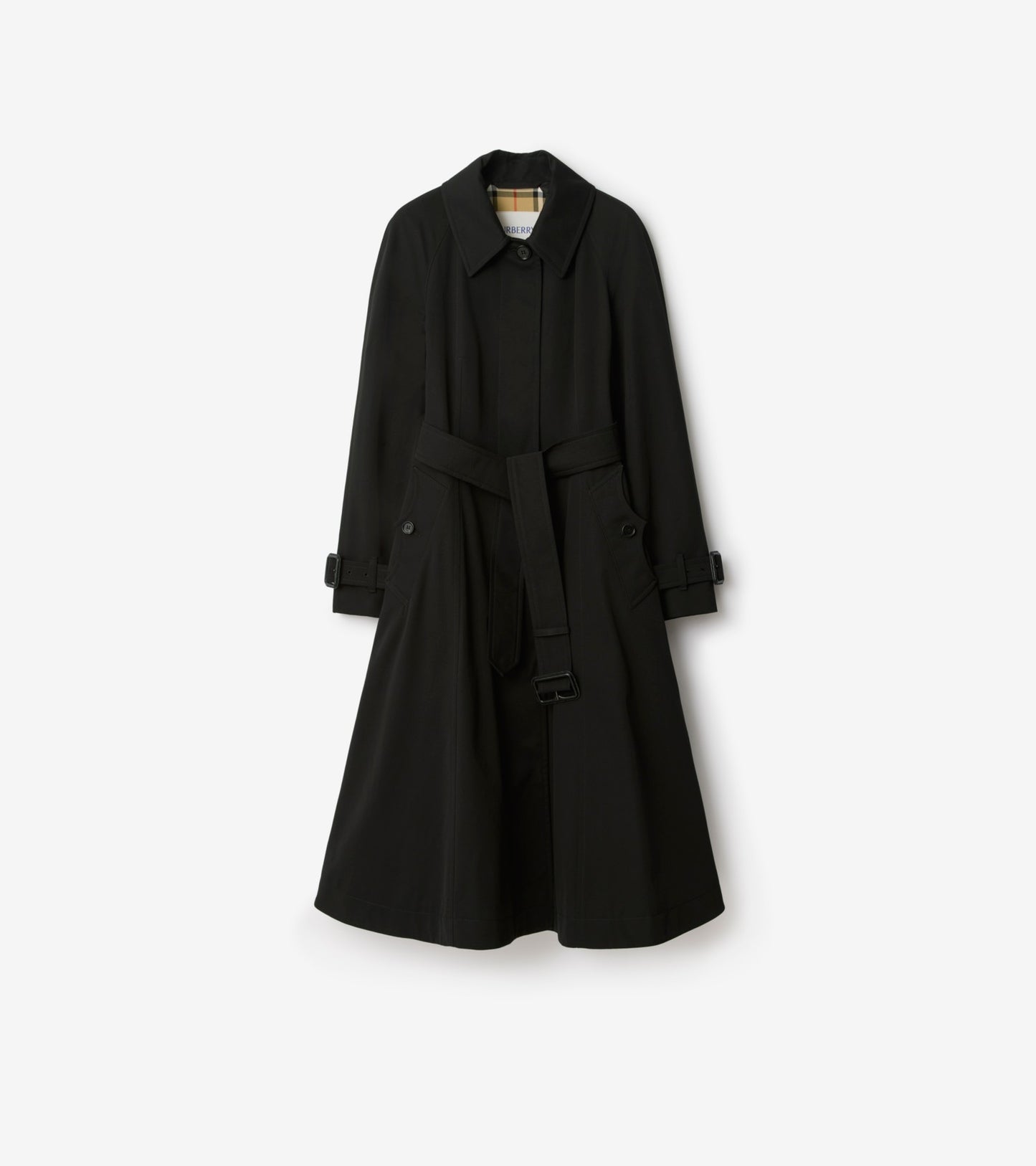 Long Gabardine Ellingham Fit-and-flare Car Coat in Beige