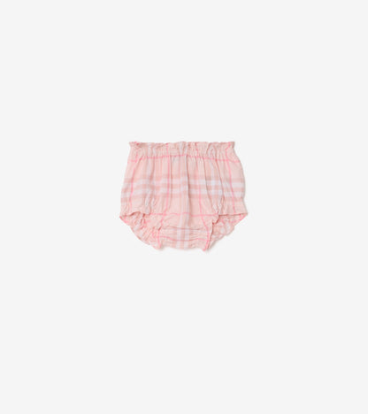 Check Cotton Dress with Bloomers in Ice pink - Children