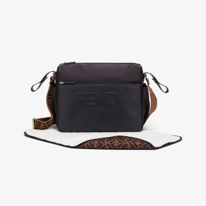 Diaper Bag Black leather and nylon diaper bag