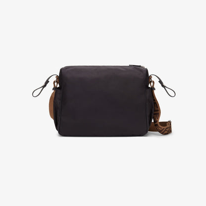 Changing Bag Black leather and nylon diaper bag