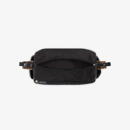 Changing Bag Black leather and nylon diaper bag
