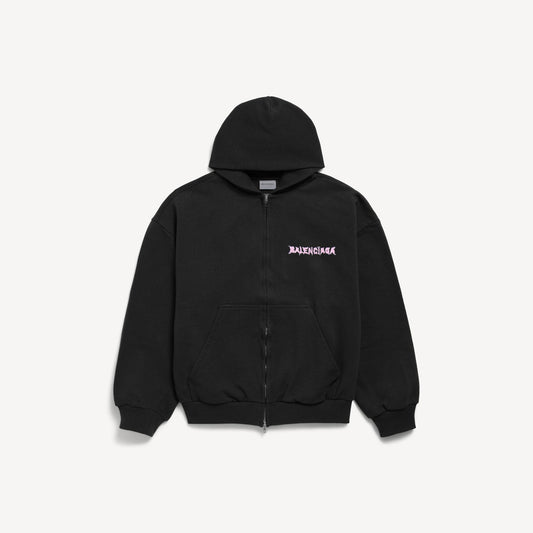 Diy balenciaga back regular fit zip-up hoodie