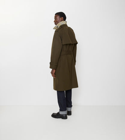 Long Lightweight Cotton Trench Coat in Marsh green