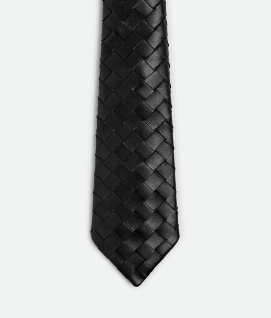 Intrecciato Leather Tie