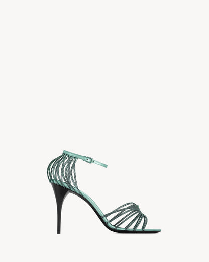 BABYLONE sandals in metallic leather and metal