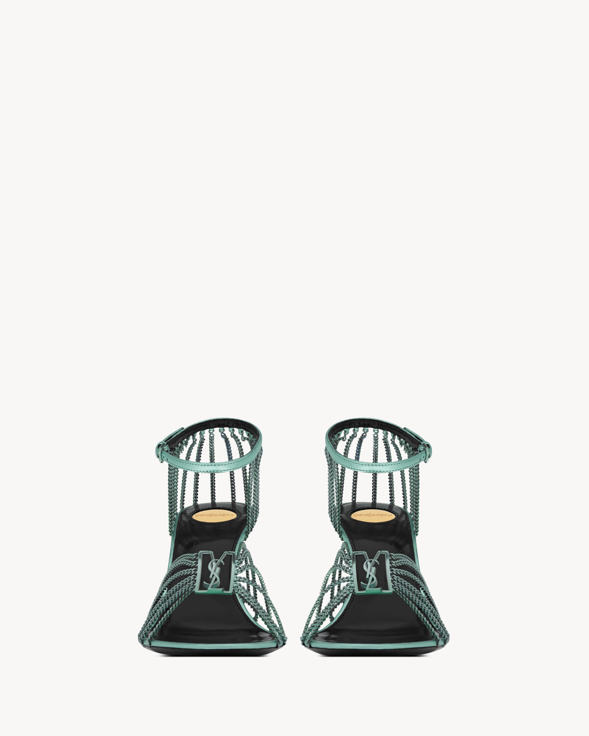 BABYLONE sandals in metallic leather and metal