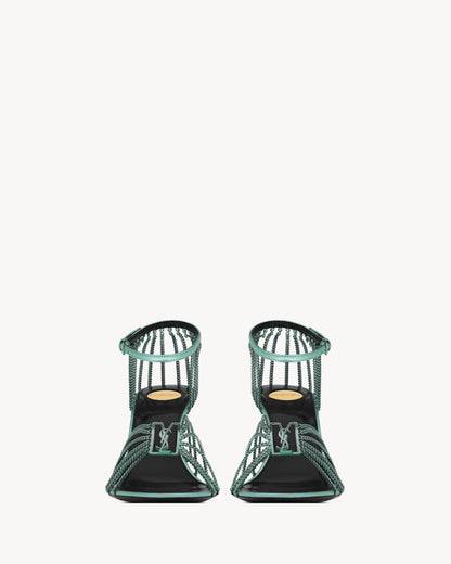 BABYLONE sandals in metallic leather and metal
