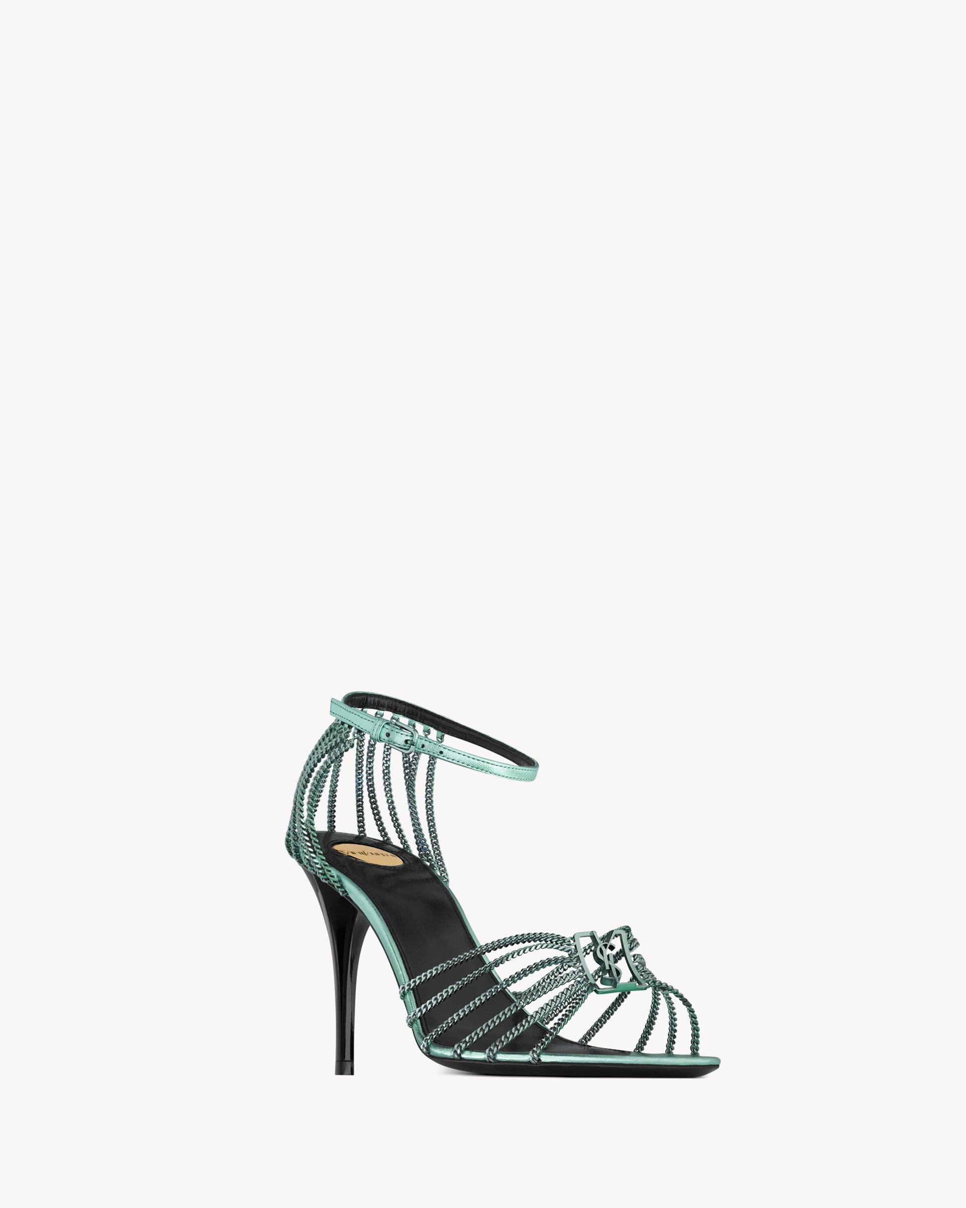 BABYLONE sandals in metallic leather and metal
