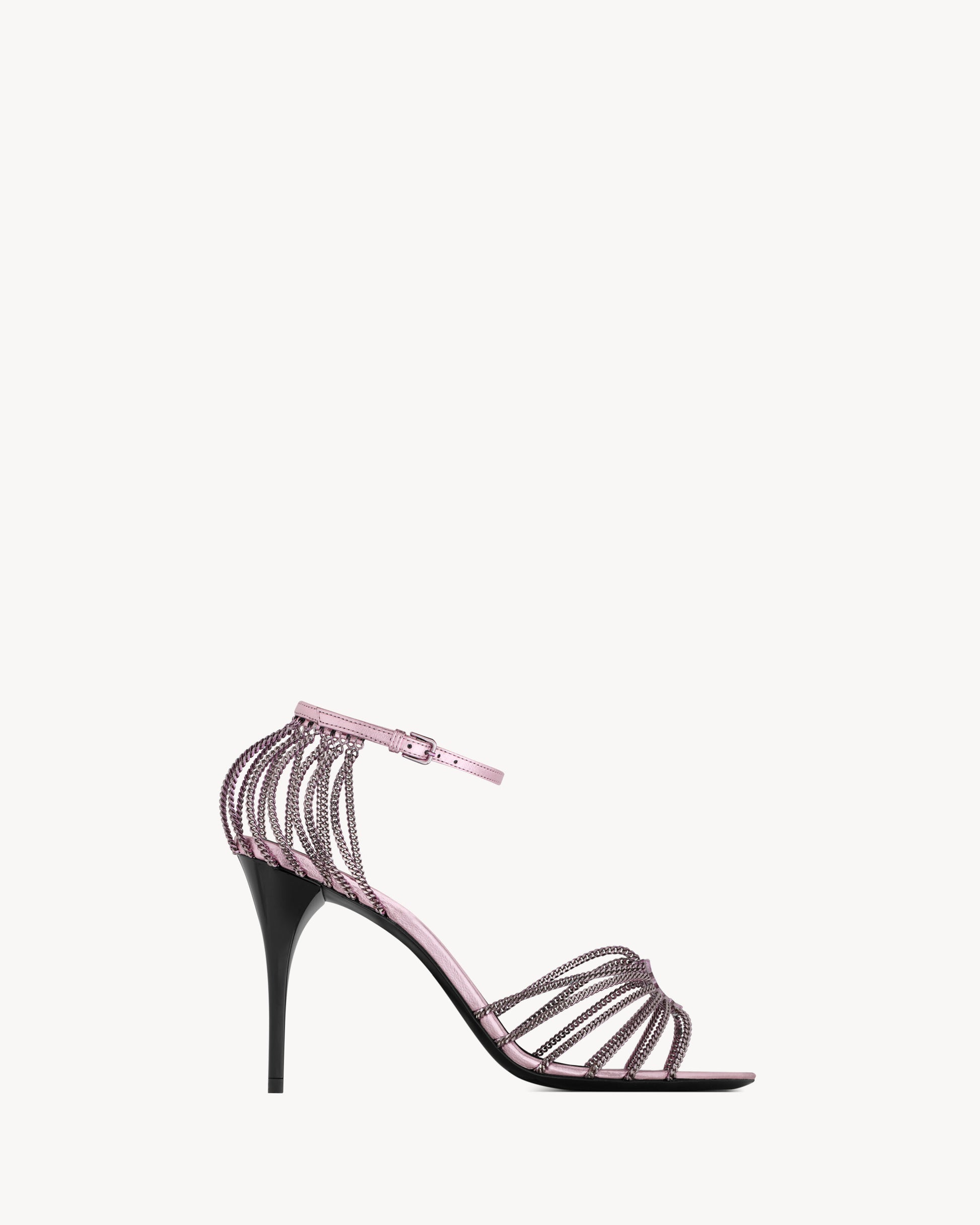 BABYLONE sandals in metallic leather and metal