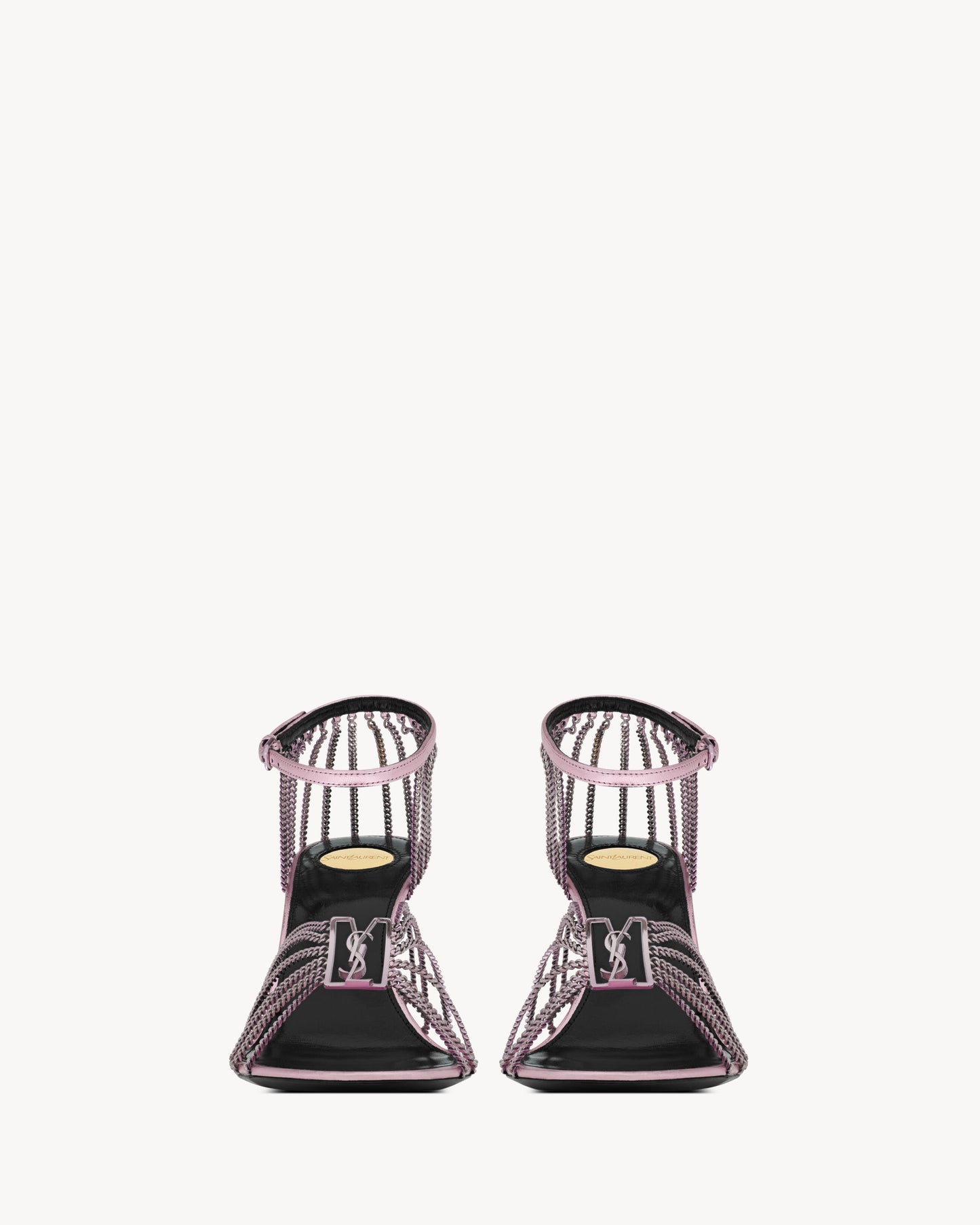 BABYLONE sandals in metallic leather and metal