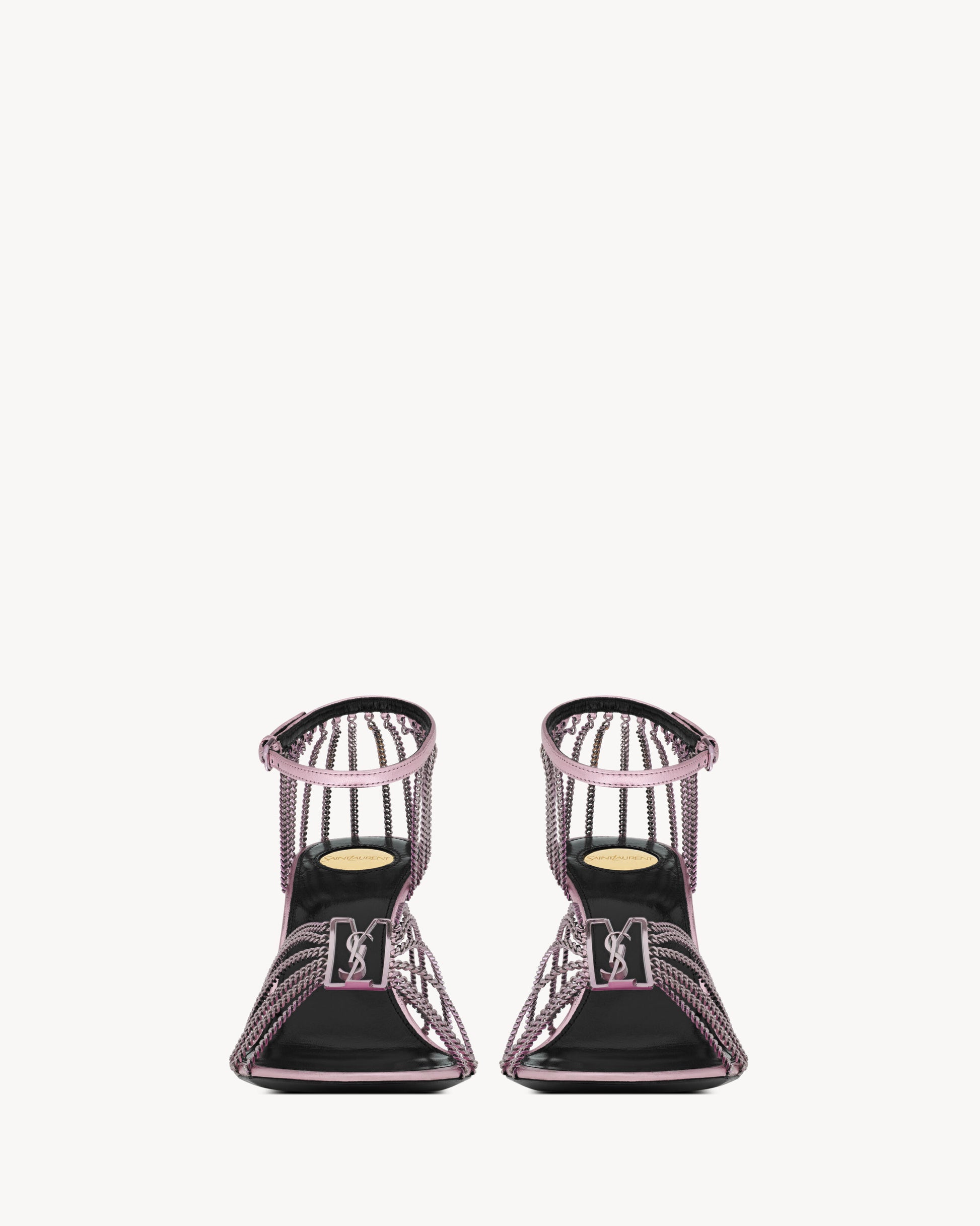 BABYLONE sandals in metallic leather and metal