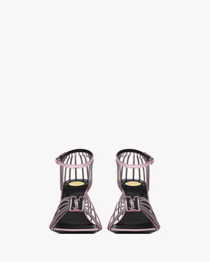 BABYLONE sandals in metallic leather and metal