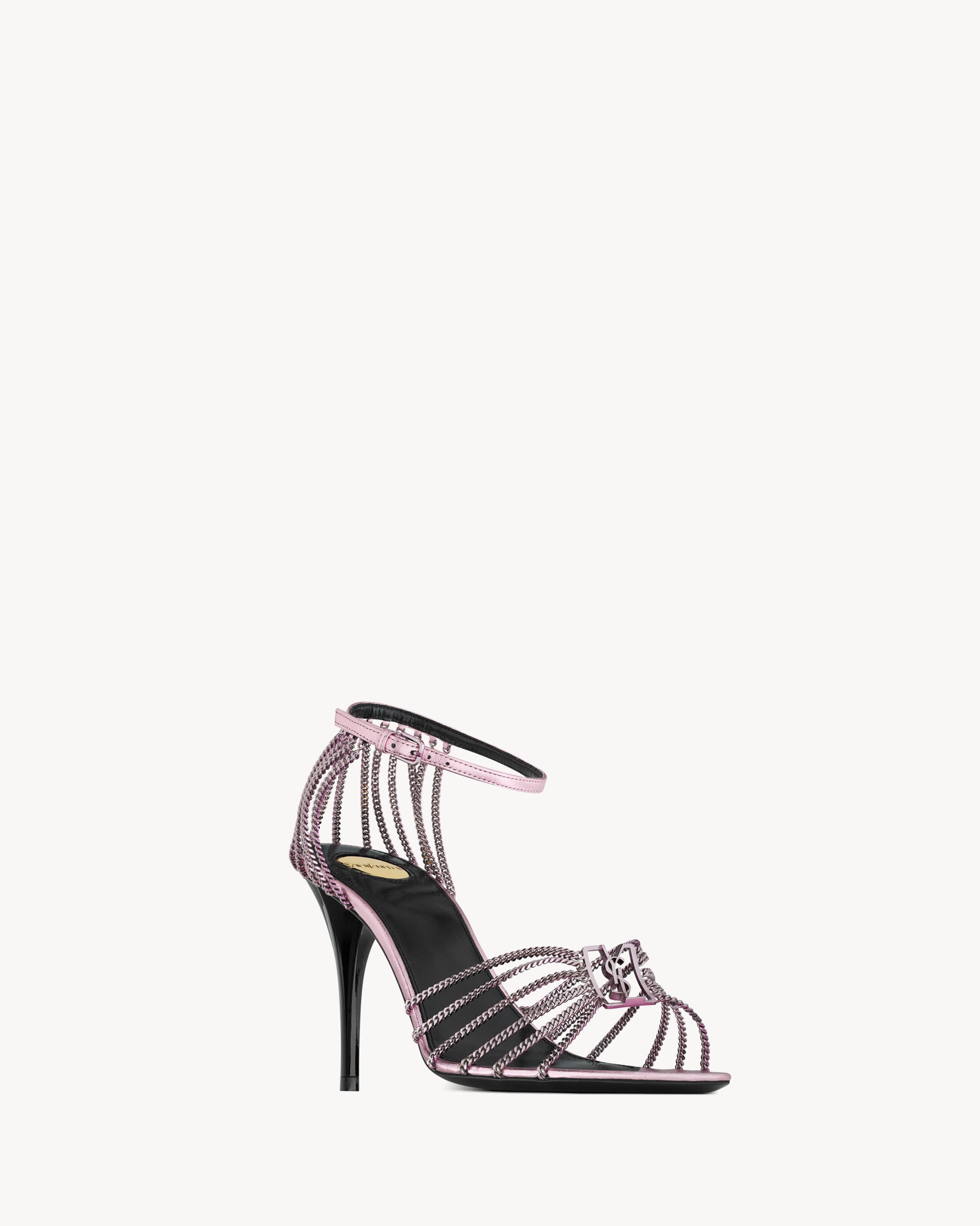 BABYLONE sandals in metallic leather and metal