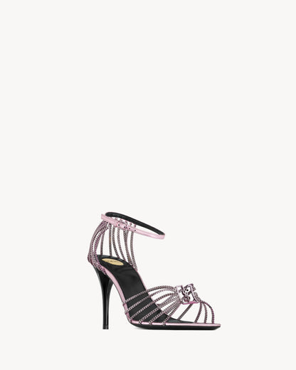 BABYLONE sandals in metallic leather and metal