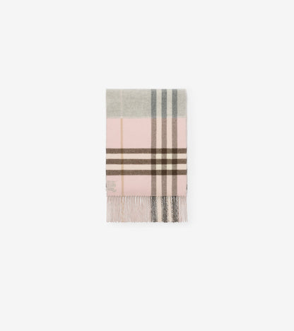 Contrast Check Cashmere Scarf in Bow pink/mitten grey