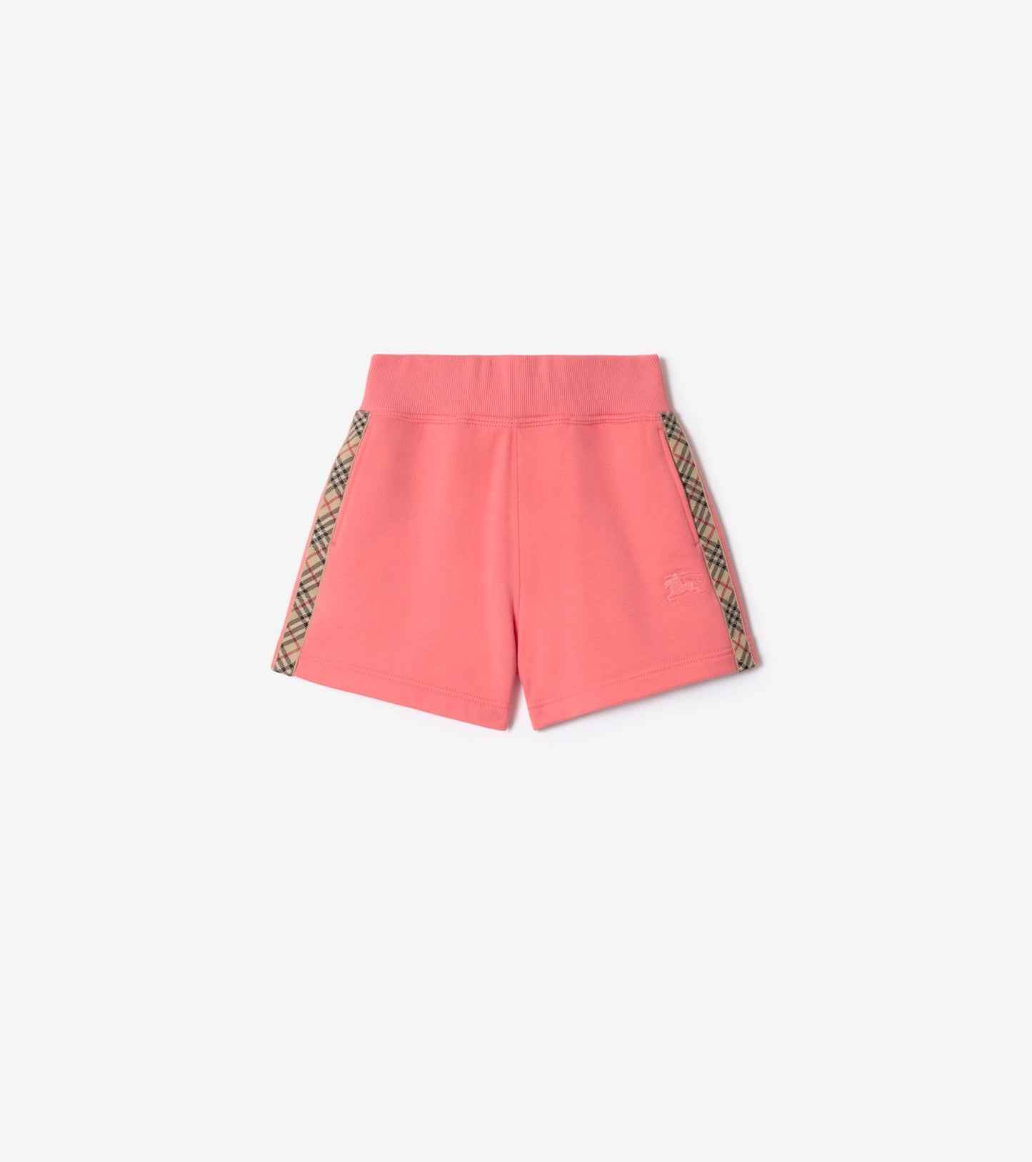 Check Trim Cotton Shorts in Pale hibiscus pink