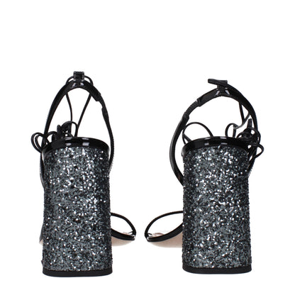 Miu Miu Black Patent Leather Platform Sandals