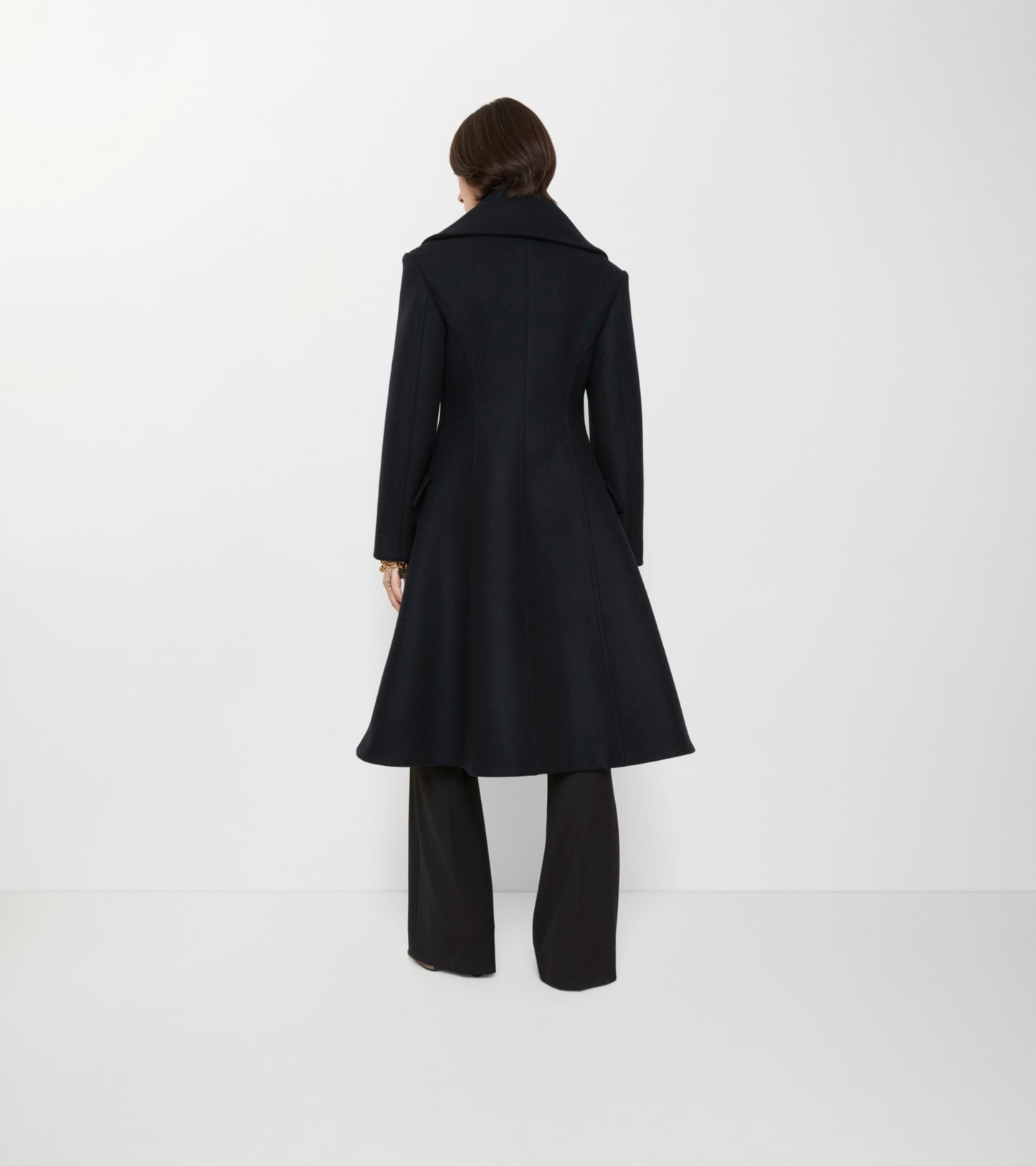 Wool Tailored Coat in Navy