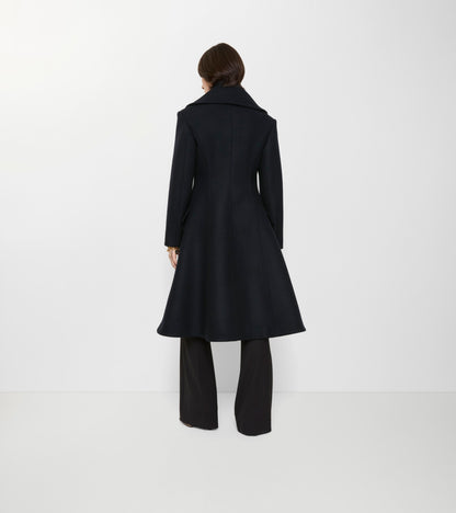Wool Tailored Coat in Navy