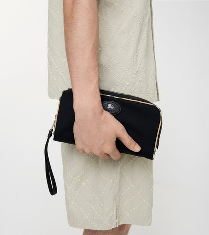 Medium Check Trim Travel Pouch in Black
