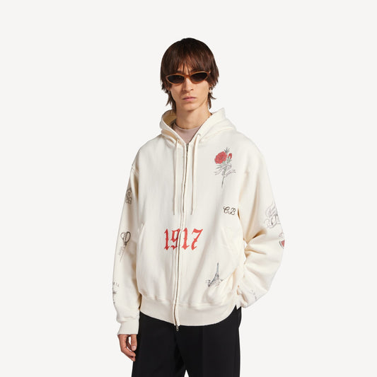 Tattoo oversized zip-up hoodie