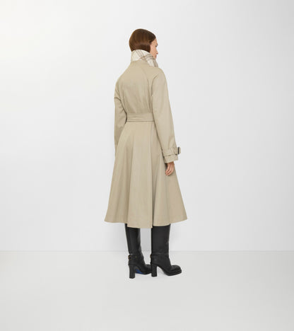 Long Gabardine Ellingham Fit-and-flare Car Coat in Quill beige